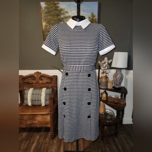 Shelby & Palmer Black and White Houndstooth Midi Dress